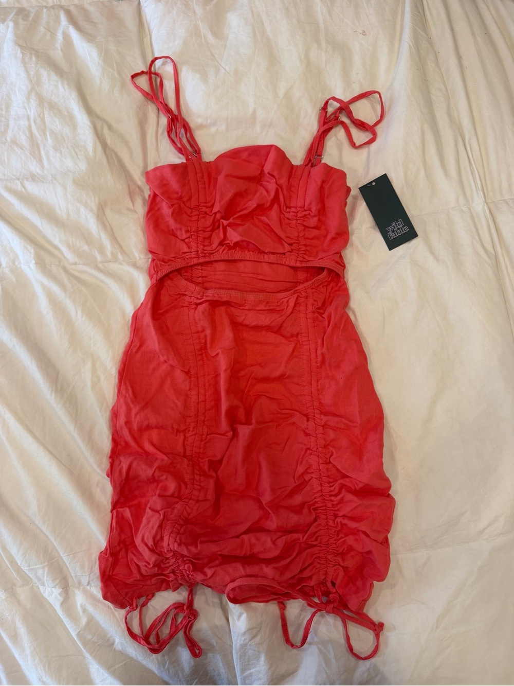 wild fable bright red/pink ruched one-piece dress